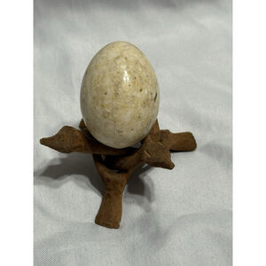 Pier 1 Polished Egg Rock Decorative Paperweight Brown/white Marble Quartz 2 1/2”